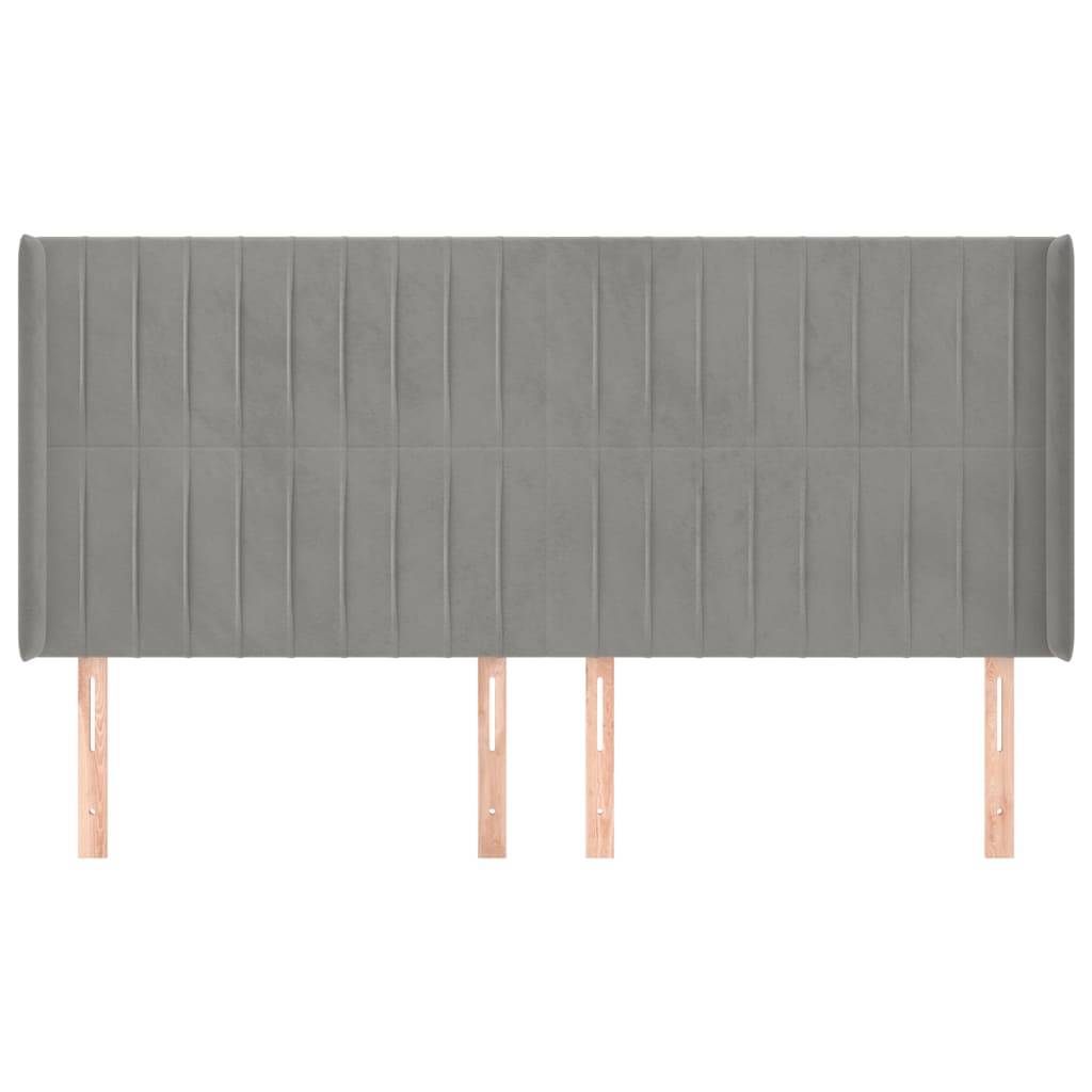 vidaXL Kopfteil mit Ohren Hellgrau 163x16x118/128 cm Samt