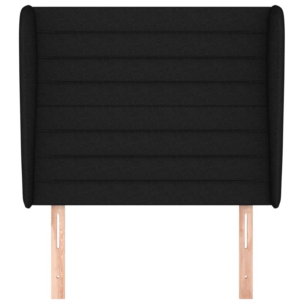 vidaXL Kopfteil mit Ohren Schwarz 103x23x118/128 cm Stoff