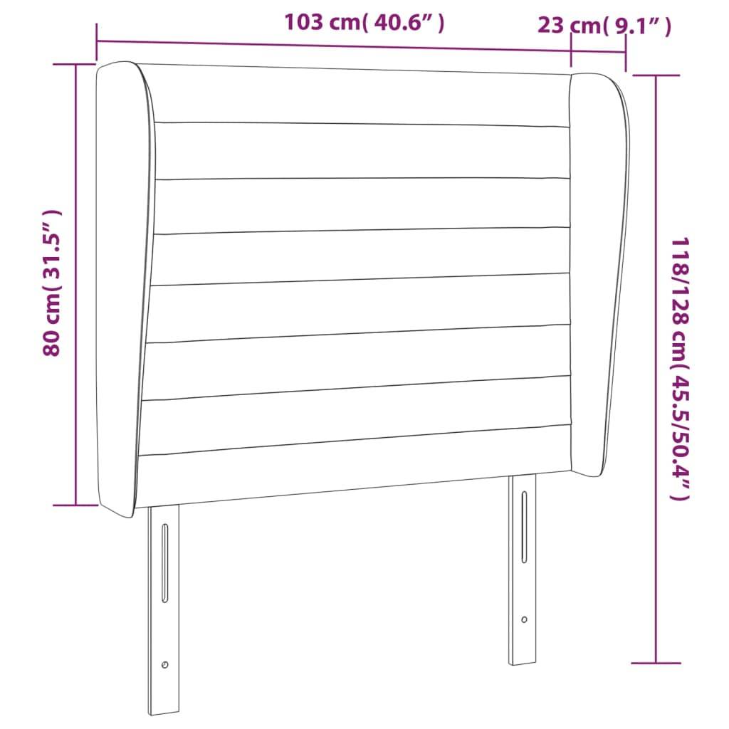 vidaXL Kopfteil mit Ohren Schwarz 103x23x118/128 cm Stoff