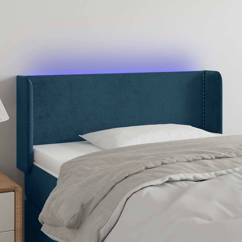 vidaXL LED Kopfteil Dunkelblau 103x16x78/88 cm Samt