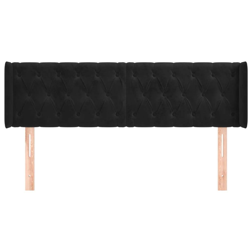 vidaXL Kopfteil mit Ohren Schwarz 147x16x78/88 cm Samt