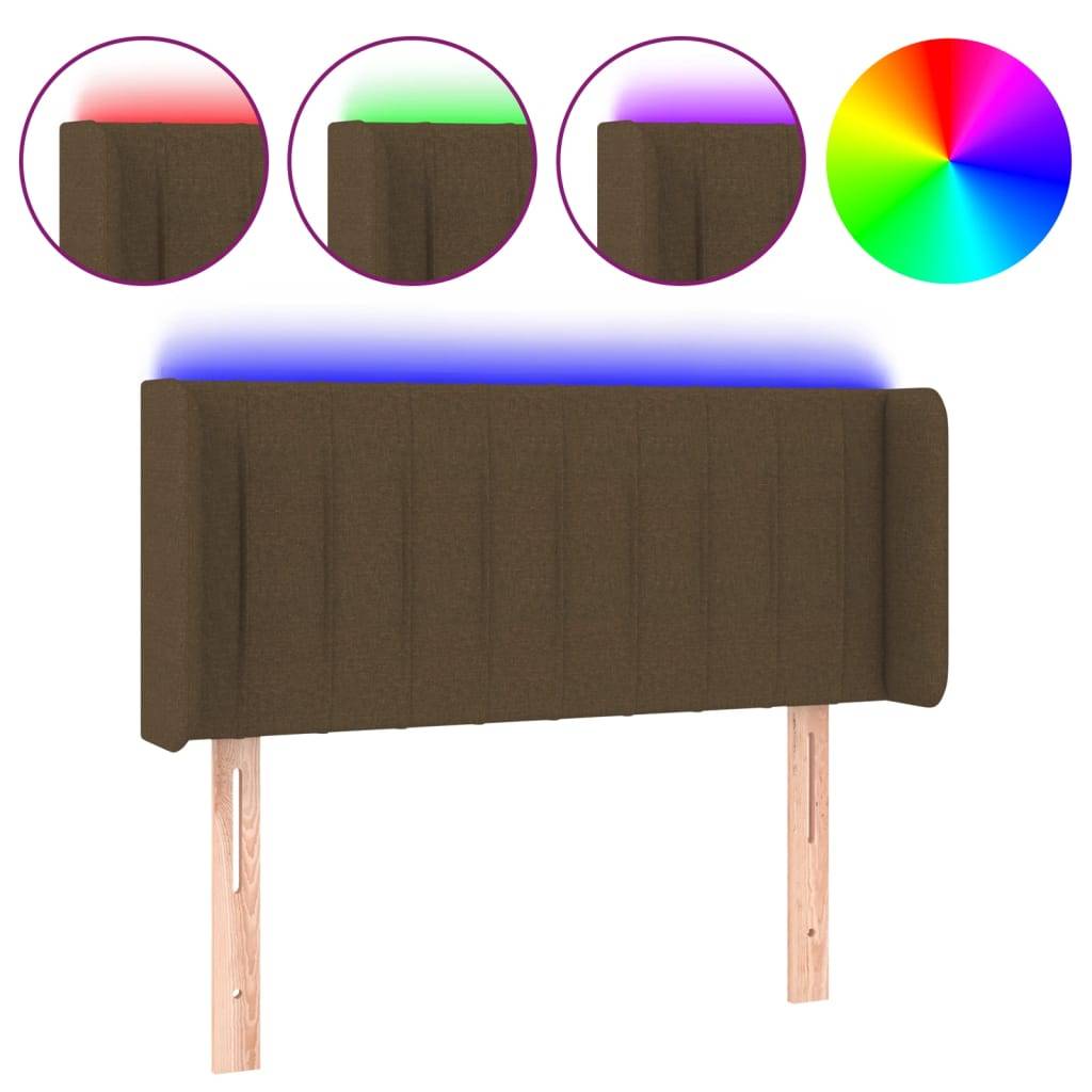 vidaXL LED Kopfteil Dunkelbraun 83x16x78/88 cm Stoff
