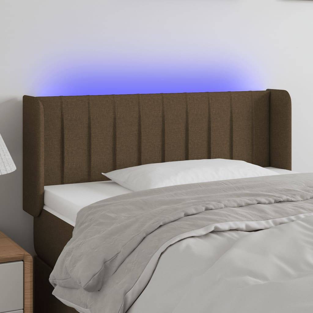 vidaXL LED Kopfteil Dunkelbraun 83x16x78/88 cm Stoff