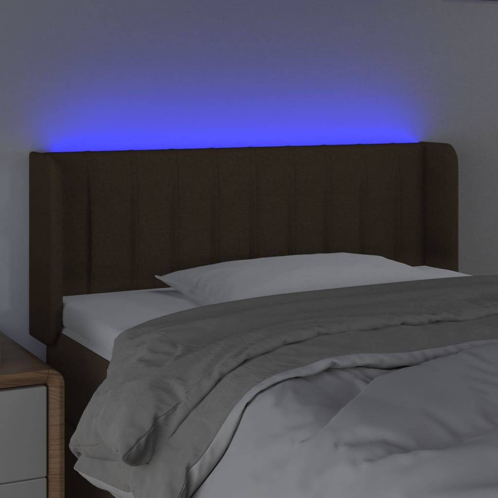 vidaXL LED Kopfteil Dunkelbraun 83x16x78/88 cm Stoff