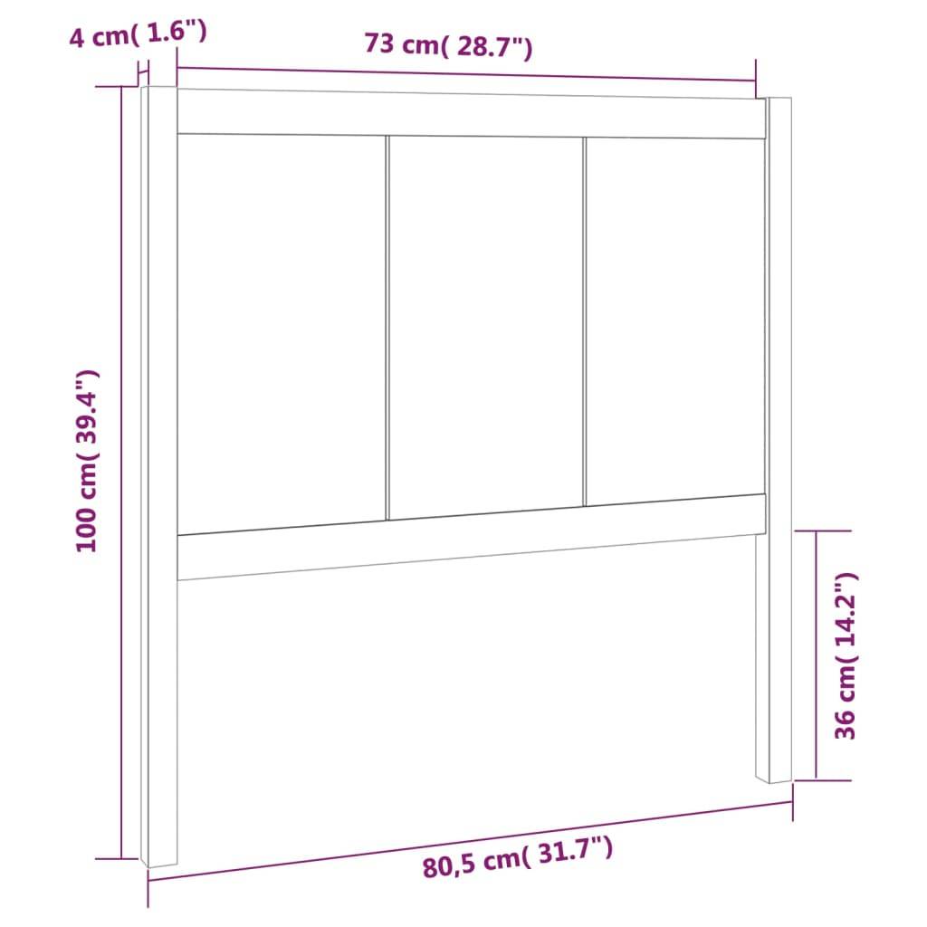 vidaXL Kopfteil Grau 80,5x4x100 cm Massivholz Kiefer