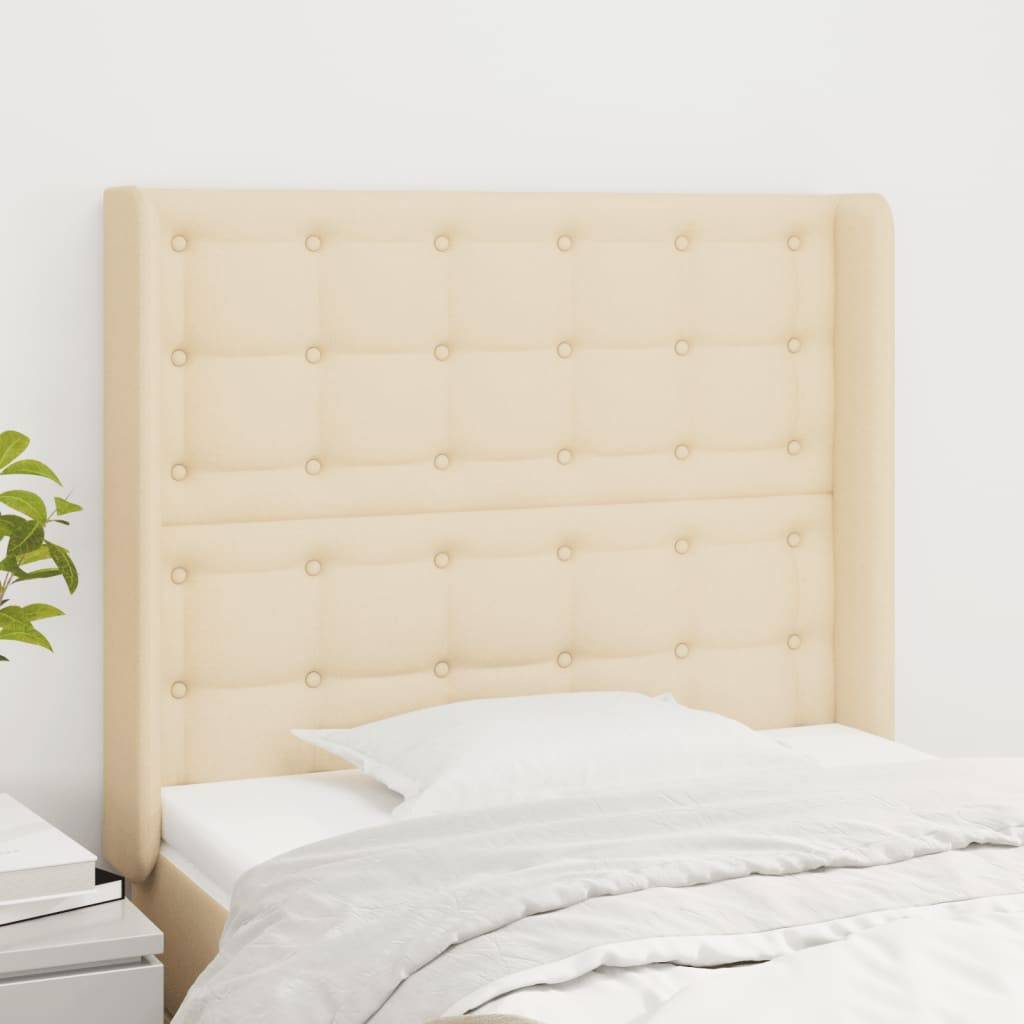 vidaXL Kopfteil mit Ohren Creme 83x16x118/128 cm Stoff