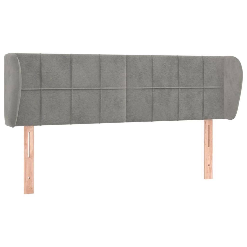 vidaXL Kopfteil mit Ohren Hellgrau 147x23x78/88 cm Samt