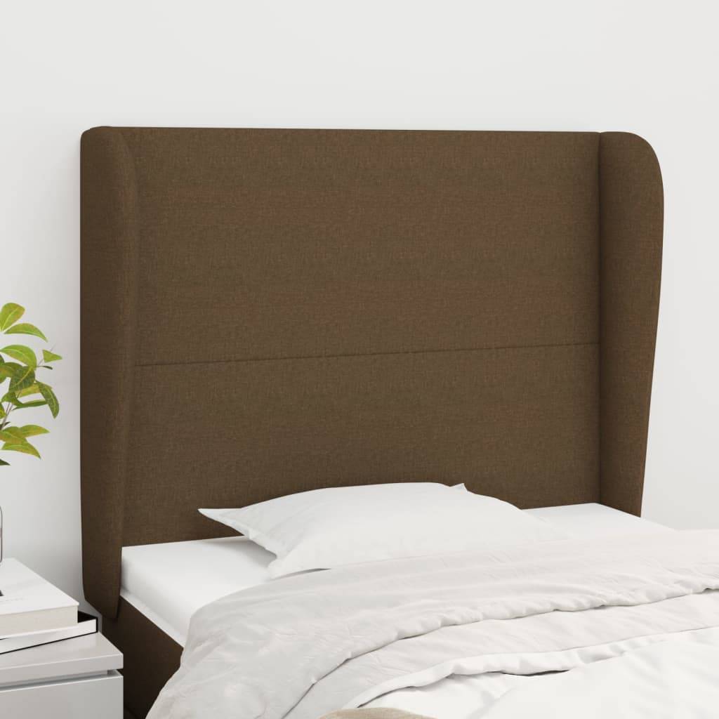 vidaXL Kopfteil mit Ohren Dunkelbraun 93x23x118/128 cm Stoff