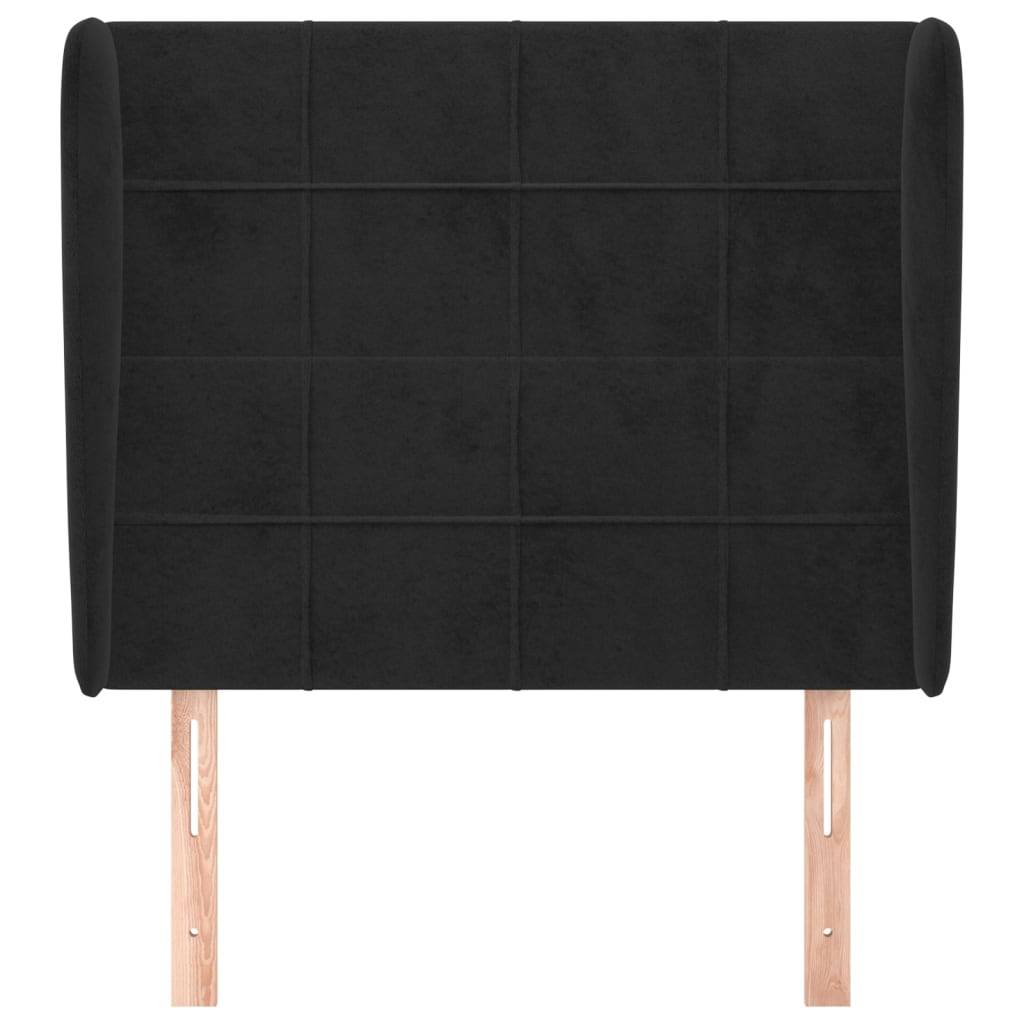 vidaXL Kopfteil mit Ohren Schwarz 83x23x118/128 cm Samt