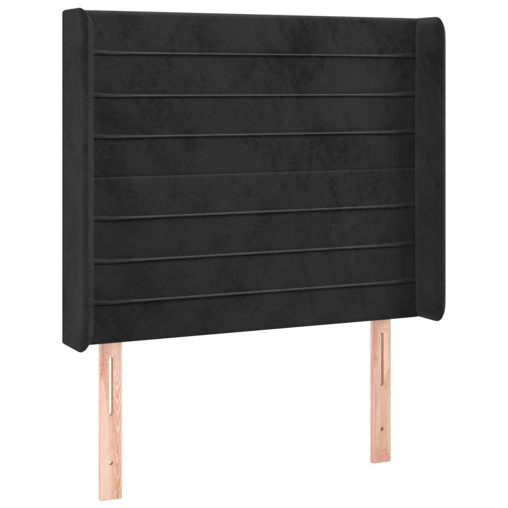 vidaXL Kopfteil mit Ohren Schwarz 103x16x118/128 cm Samt