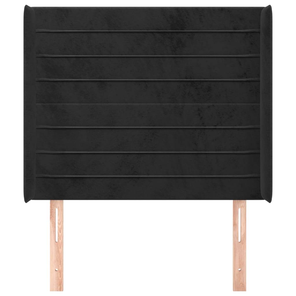 vidaXL Kopfteil mit Ohren Schwarz 103x16x118/128 cm Samt