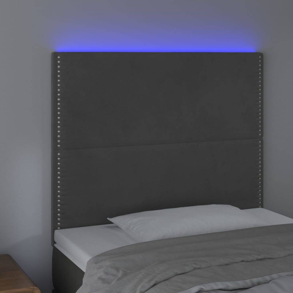 vidaXL LED Kopfteil Dunkelgrau 90x5x118/128 cm Samt