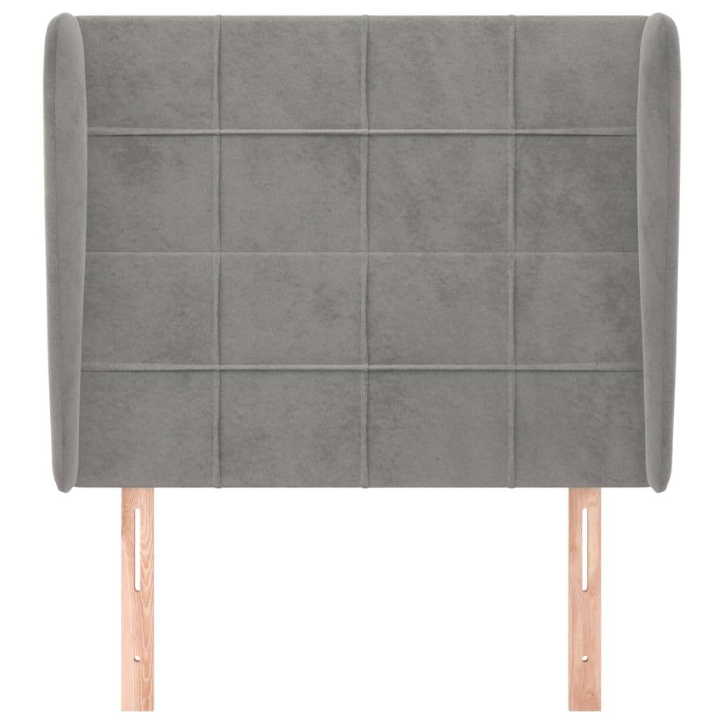 vidaXL Kopfteil mit Ohren Hellgrau 103x23x118/128 cm Samt