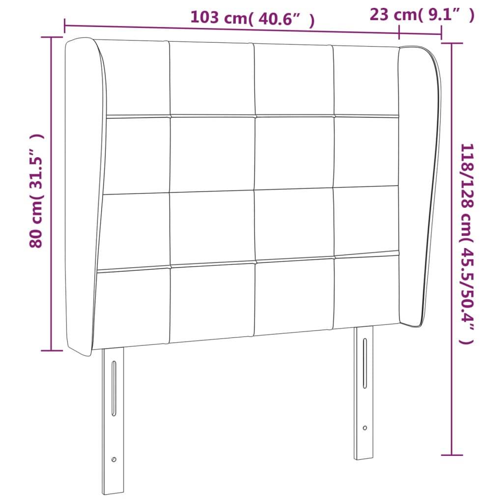 vidaXL Kopfteil mit Ohren Hellgrau 103x23x118/128 cm Samt