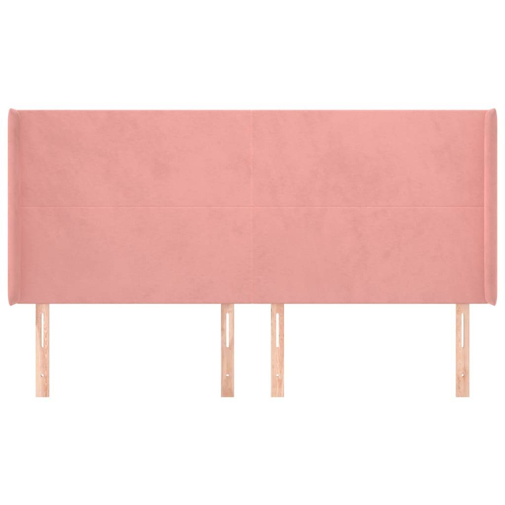 vidaXL Kopfteil mit Ohren Rosa 203x16x118/128 cm Samt