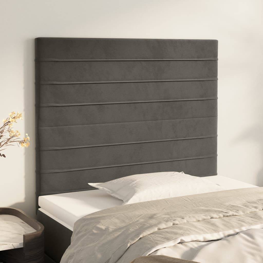 vidaXL Kopfteile 2 Stk. Dunkelgrau 90x5x78/88 cm Samt