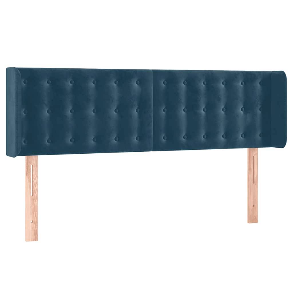 vidaXL LED Kopfteil Dunkelblau 147x16x78/88 cm Samt