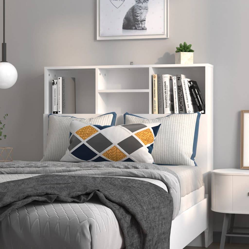 vidaXL Bett-Kopfteil mit Ablagen Weiß 100x19x103,5 cm