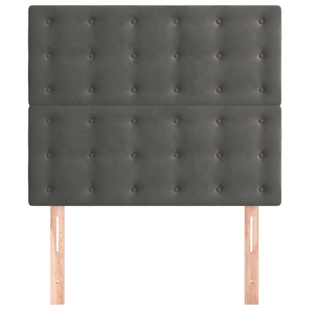 vidaXL Kopfteile 2 Stk. Dunkelgrau 90x5x78/88 cm Samt