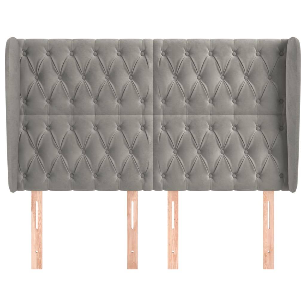 vidaXL Kopfteil mit Ohren Hellgrau 163x23x118/128 cm Samt