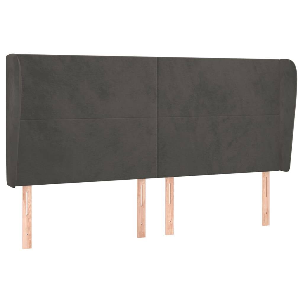 vidaXL Kopfteil mit Ohren Dunkelgrau 183x23x118/128 cm Samt
