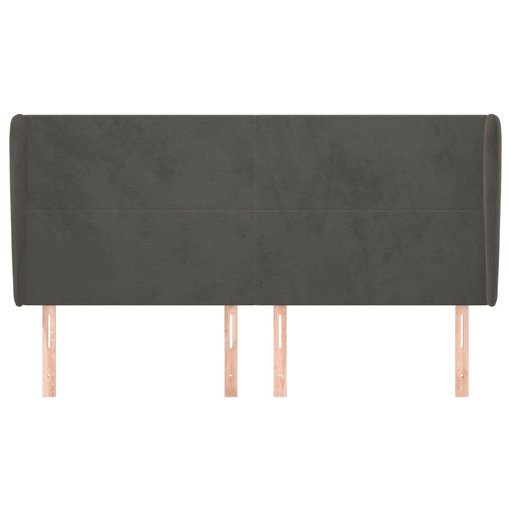 vidaXL Kopfteil mit Ohren Dunkelgrau 183x23x118/128 cm Samt