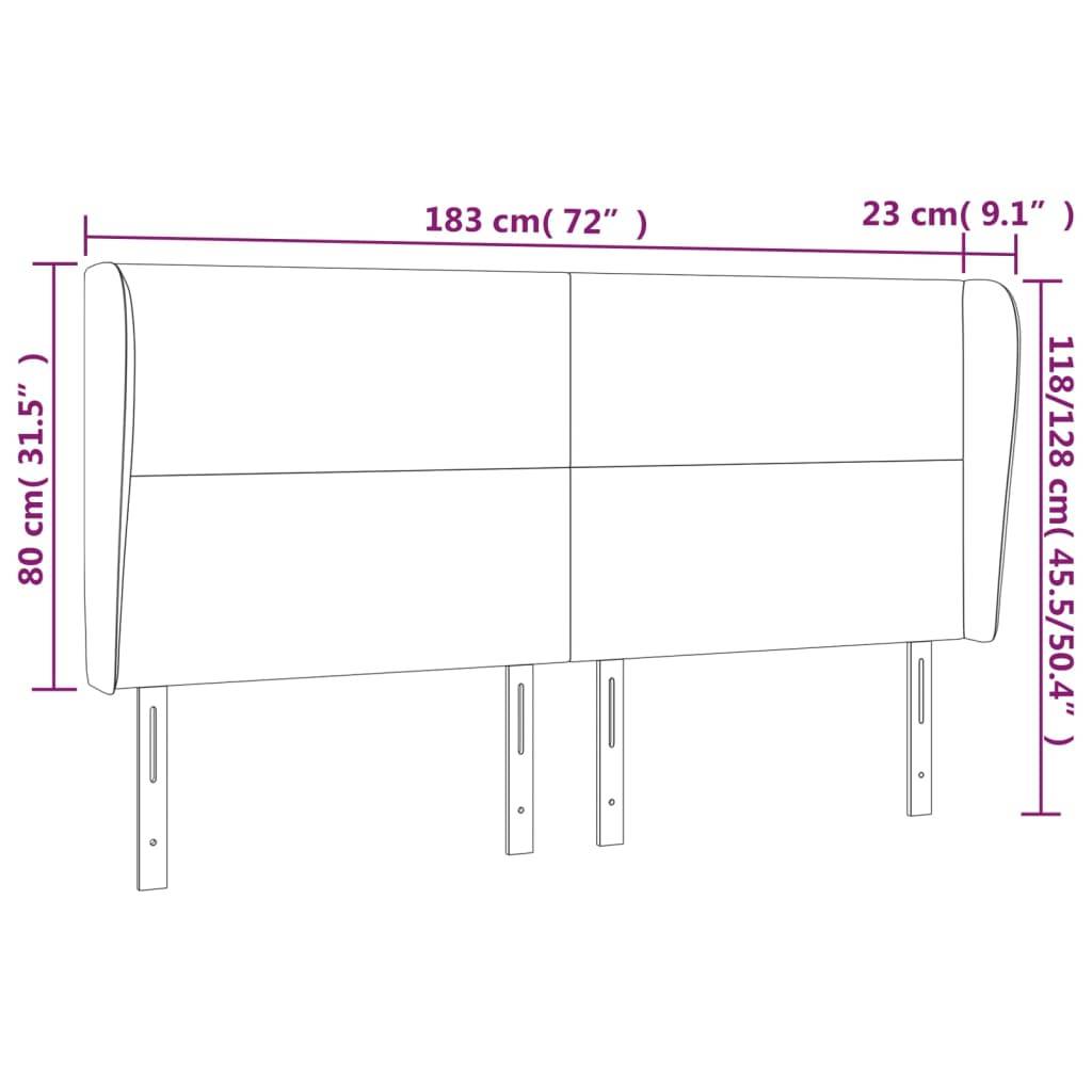 vidaXL Kopfteil mit Ohren Dunkelgrau 183x23x118/128 cm Samt