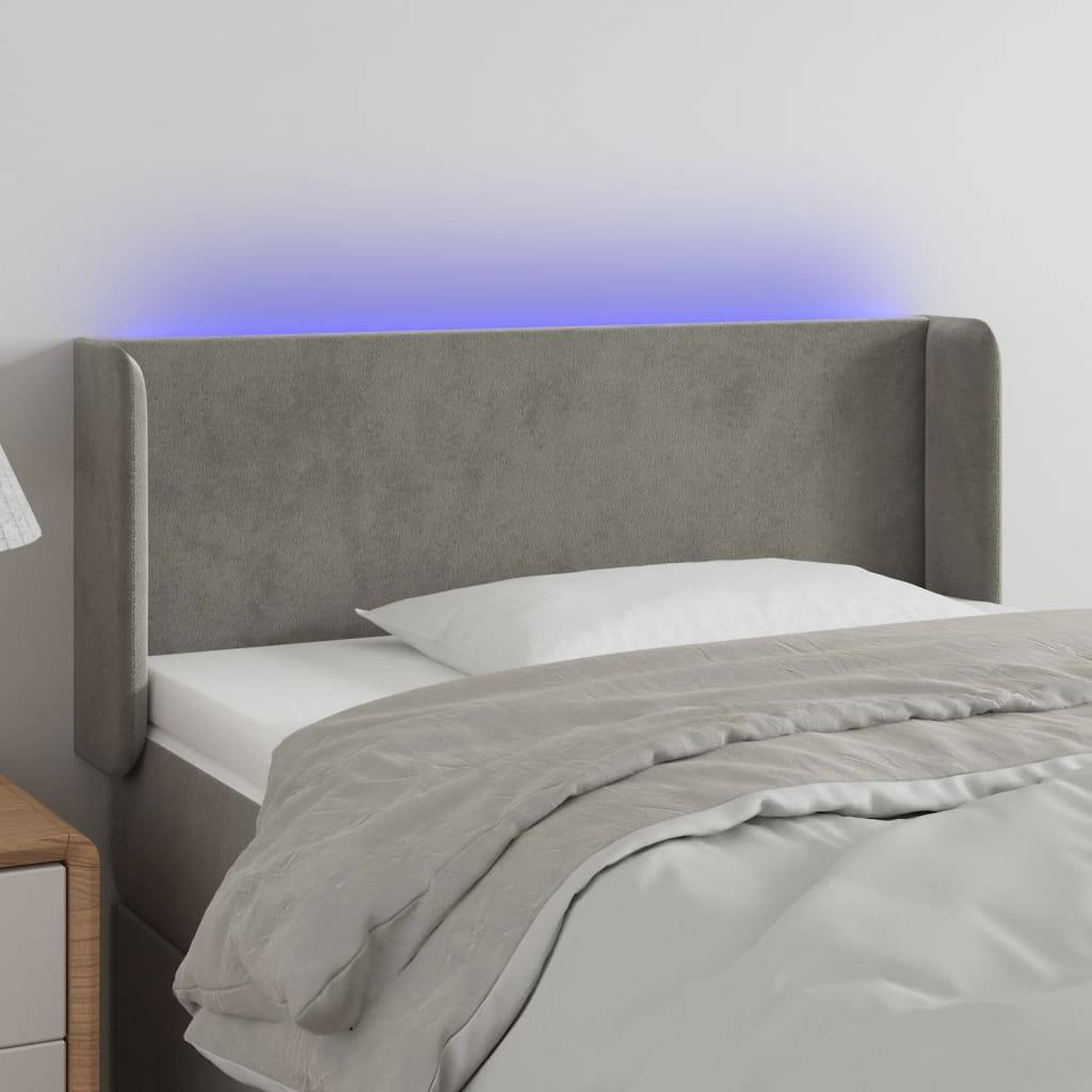 vidaXL LED Kopfteil Hellgrau 103x16x78/88 cm Samt