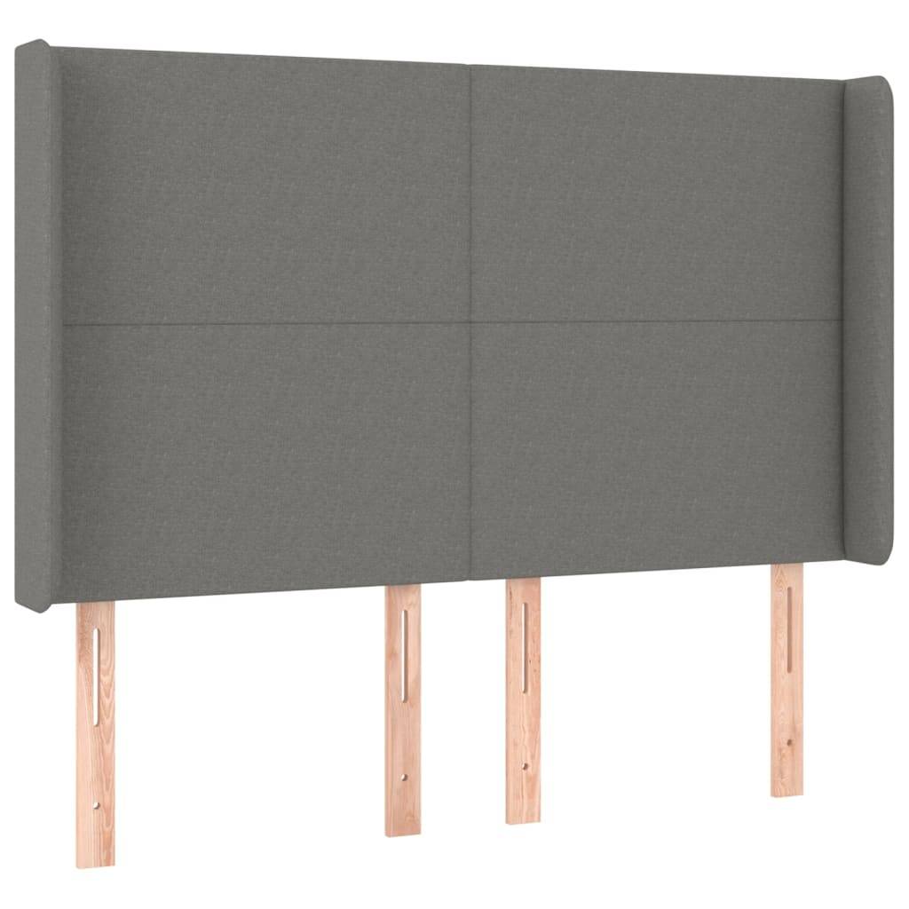 vidaXL LED Kopfteil Dunkelgrau 147x16x118/128 cm Stoff