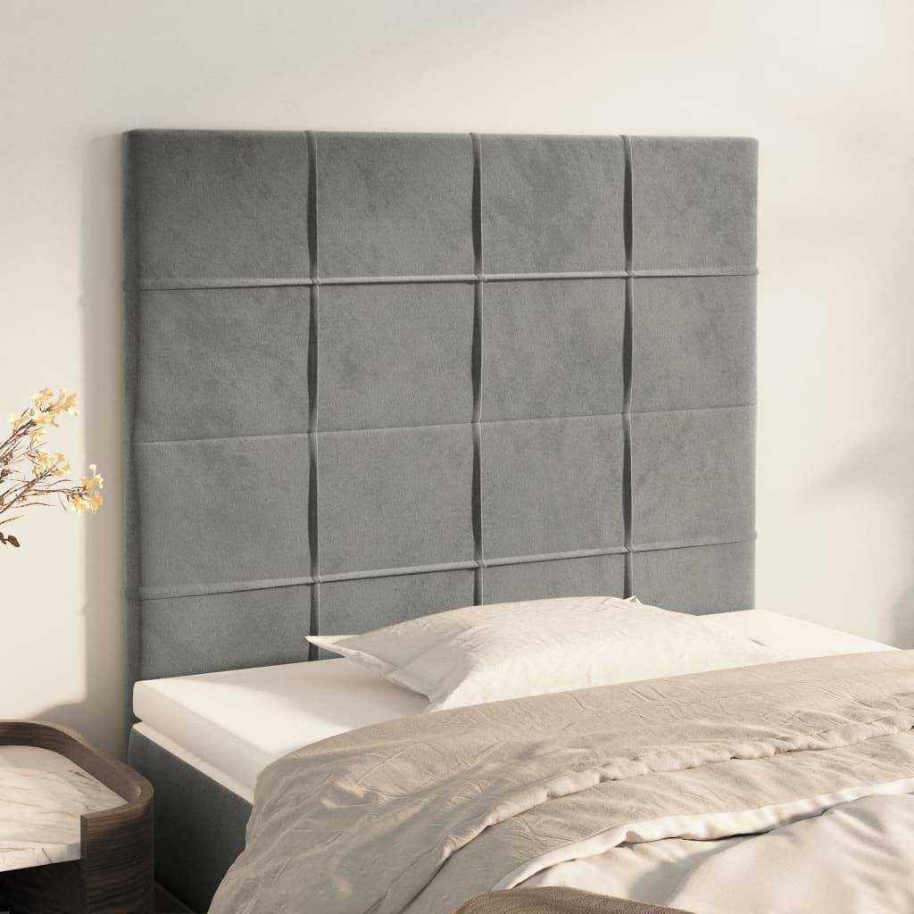 vidaXL Kopfteile 2 Stk. Hellgrau 80x5x78/88 cm Samt