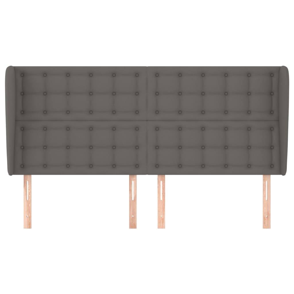 vidaXL Kopfteil mit Ohren Grau 183x23x118/128 cm Kunstleder