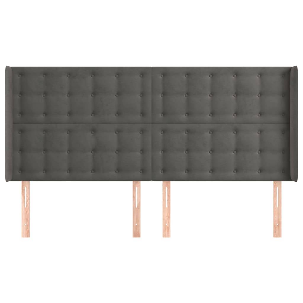 vidaXL Kopfteil mit Ohren Dunkelgrau 183x16x118/128 cm Samt