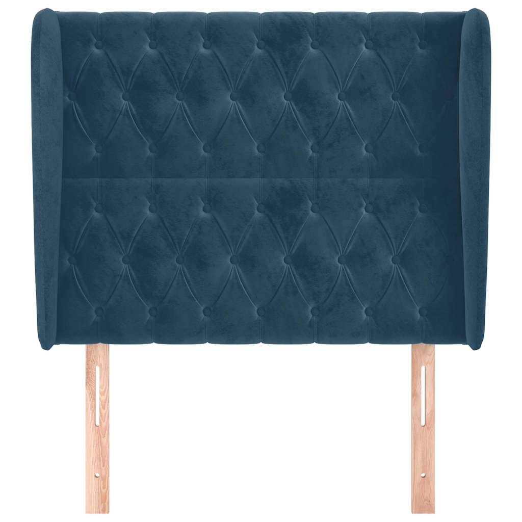vidaXL Kopfteil mit Ohren Dunkelblau 93x23x118/128 cm Samt