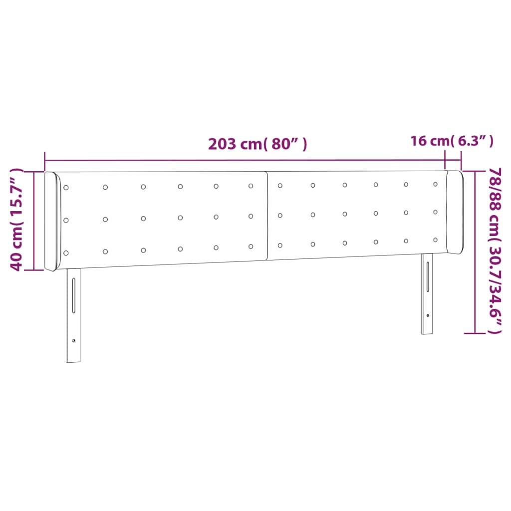 vidaXL Kopfteil mit Ohren Dunkelbraun 203x16x78/88 cm Stoff