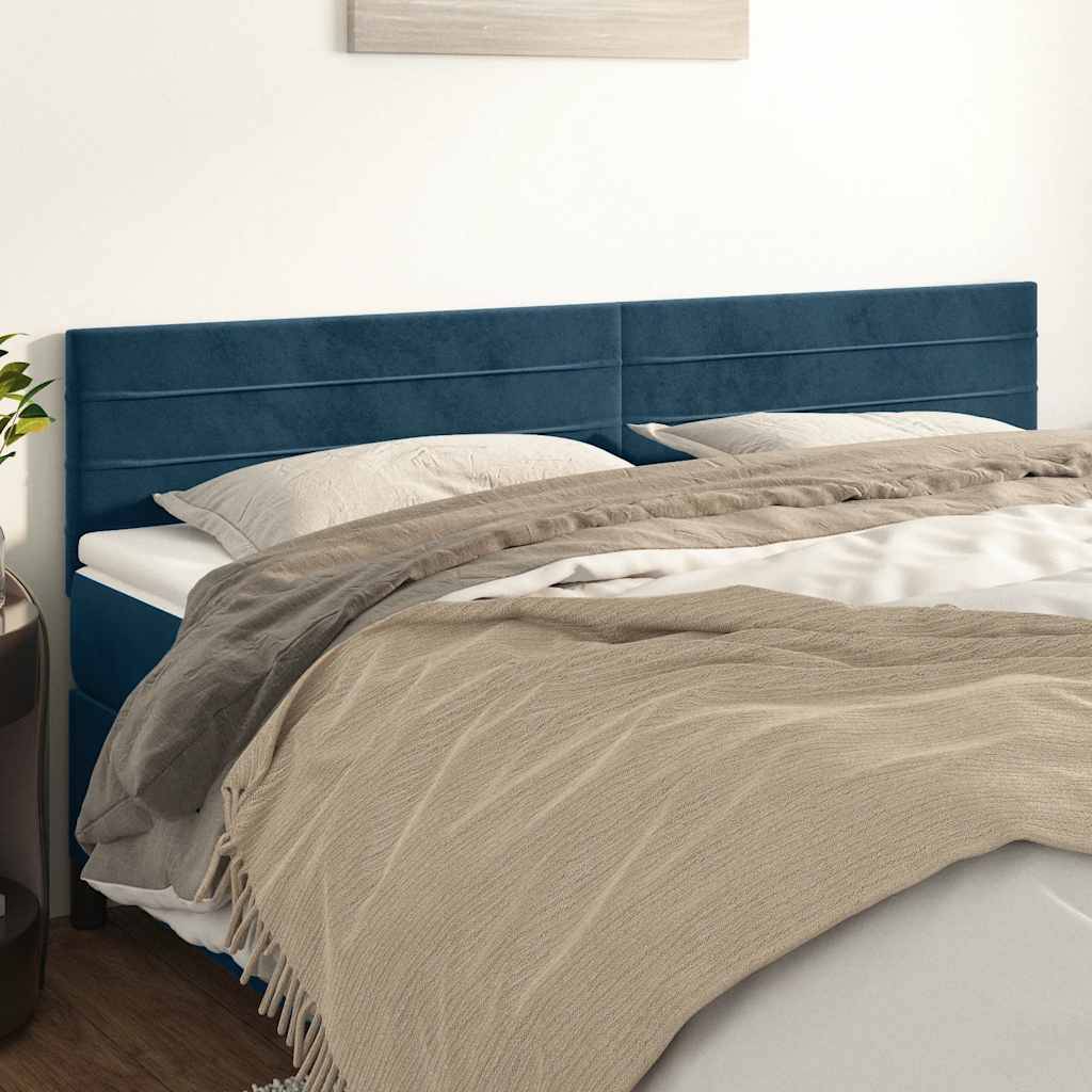 vidaXL Kopfteile 2 Stk. Dunkelblau 80x5x78/88 cm Samt