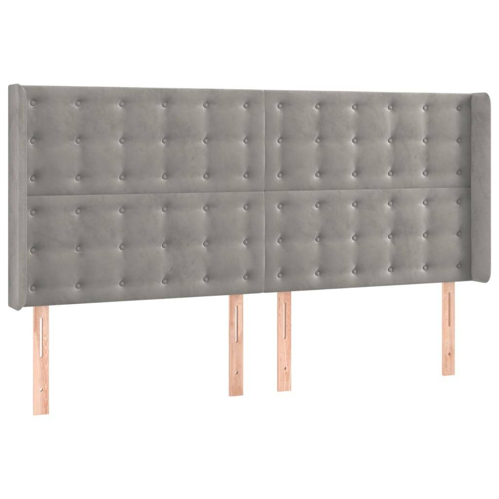 vidaXL LED Kopfteil Hellgrau 203x16x118/128 cm Samt