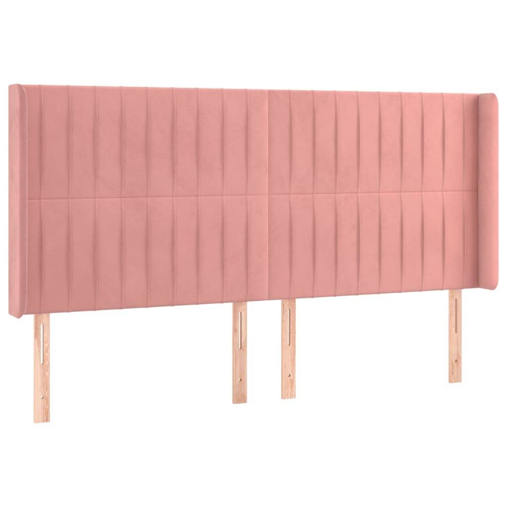 vidaXL LED Kopfteil Rosa 203x16x118/128 cm Samt