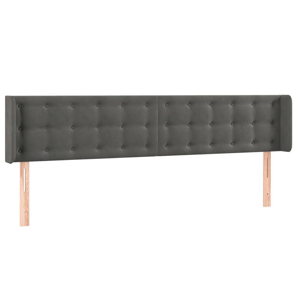 vidaXL LED Kopfteil Dunkelgrau 163x16x78/88 cm Samt
