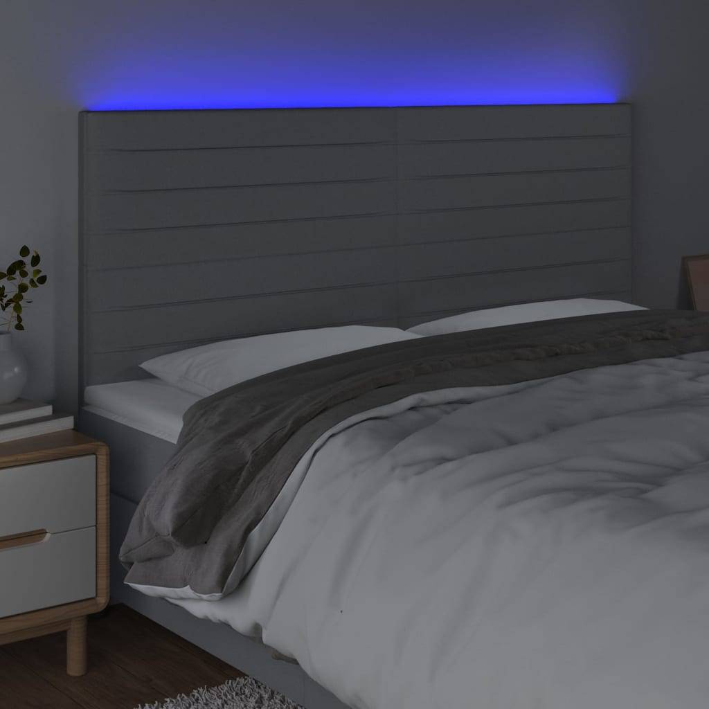 vidaXL LED Kopfteil Hellgrau 180x5x118/128 cm Stoff