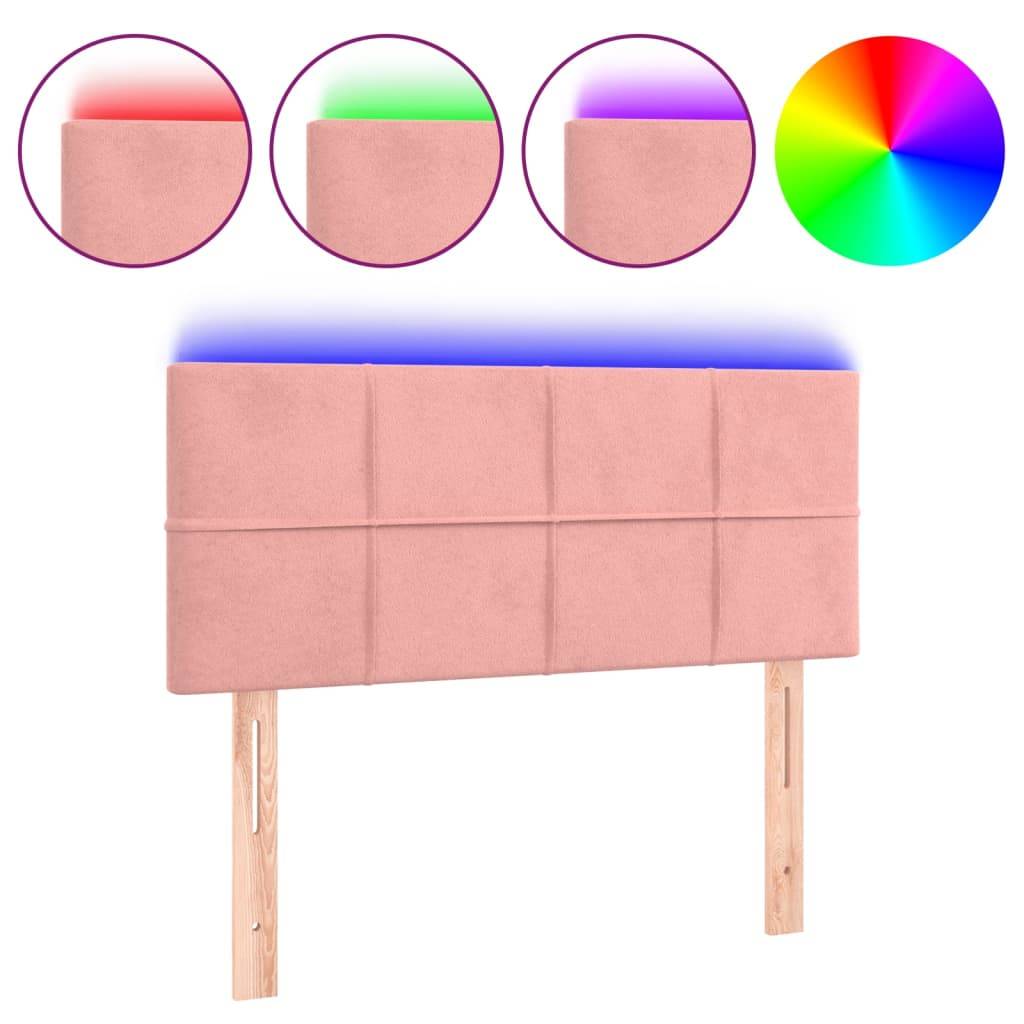 vidaXL LED Kopfteil Rosa 100x5x78/88 cm Samt