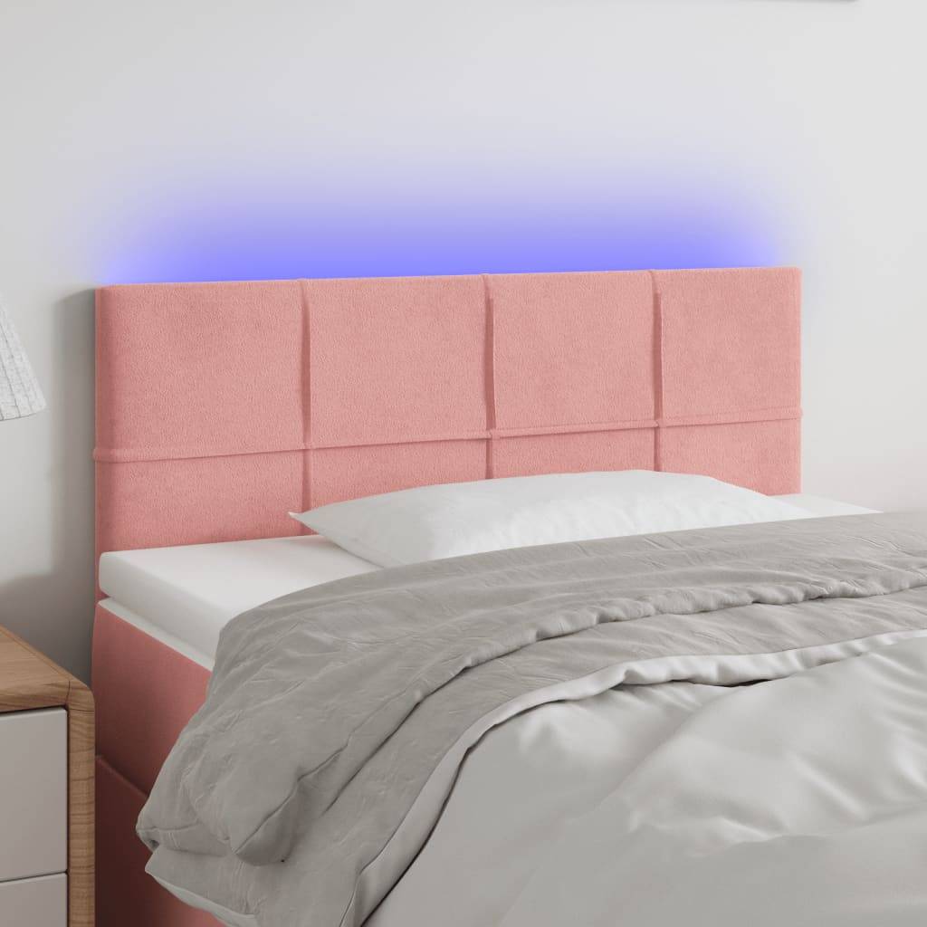 vidaXL LED Kopfteil Rosa 100x5x78/88 cm Samt