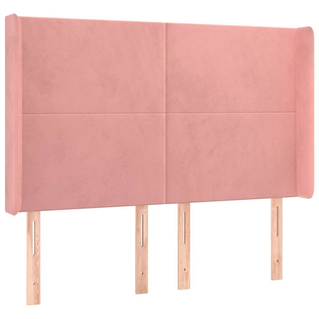 vidaXL LED Kopfteil Rosa 147x16x118/128 cm Samt
