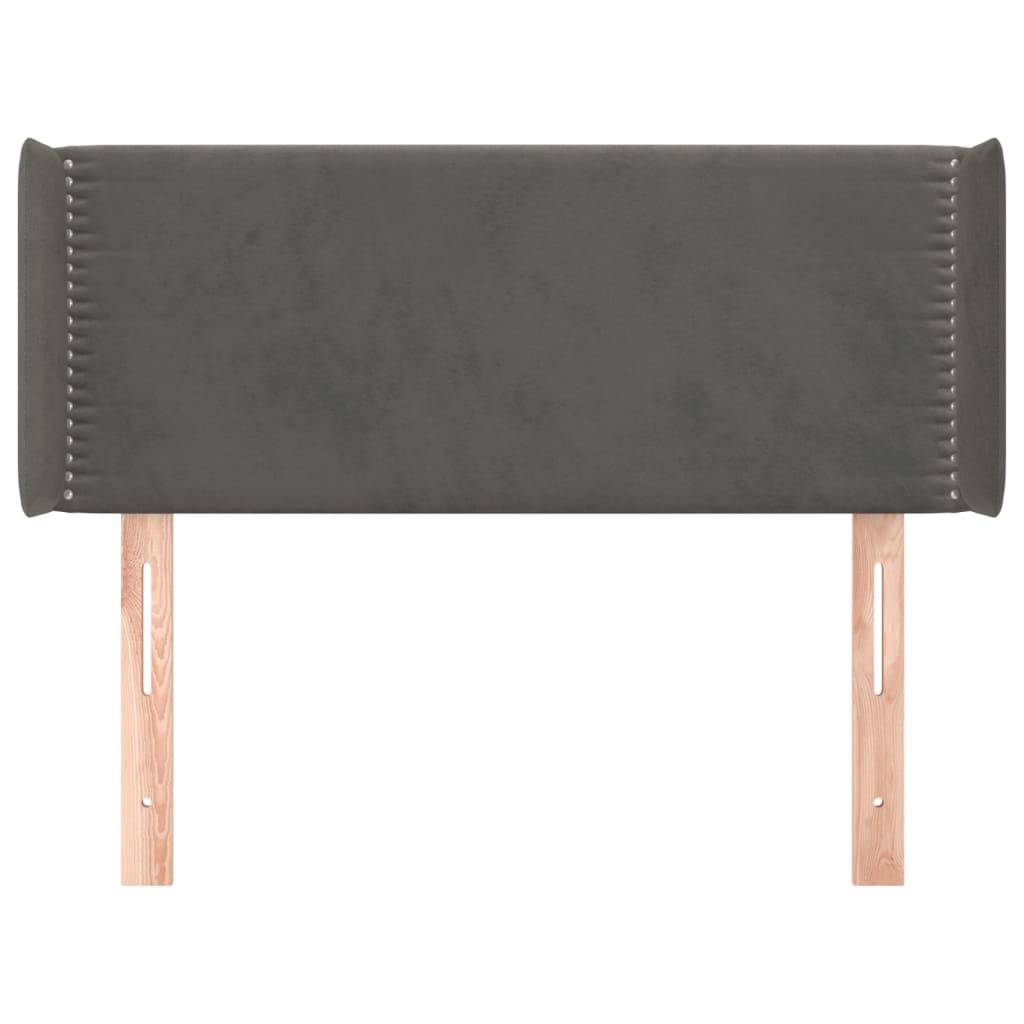 vidaXL Kopfteil mit Ohren Dunkelgrau 93x16x78/88 cm Samt