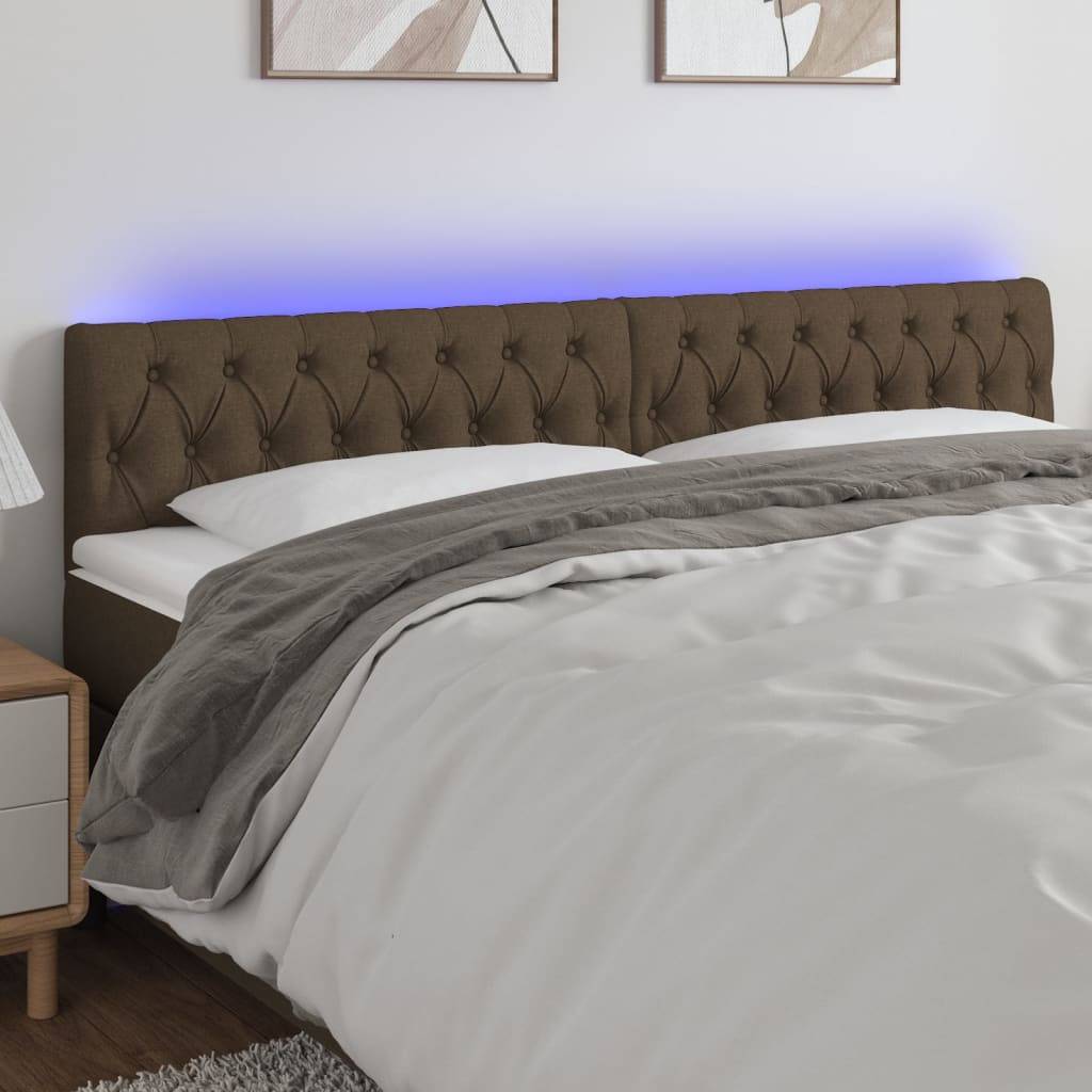 vidaXL LED Kopfteil Dunkelbraun 200x7x78/88 cm Stoff