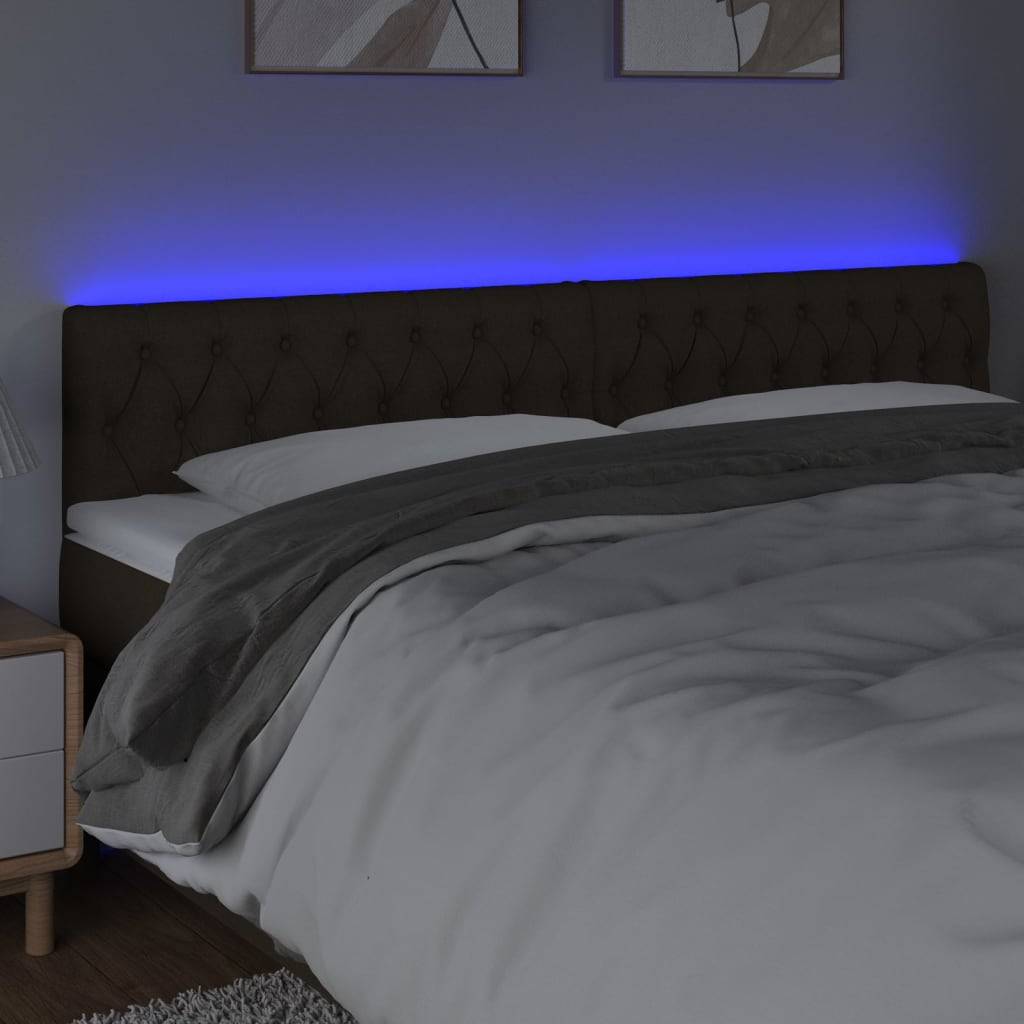 vidaXL LED Kopfteil Dunkelbraun 200x7x78/88 cm Stoff