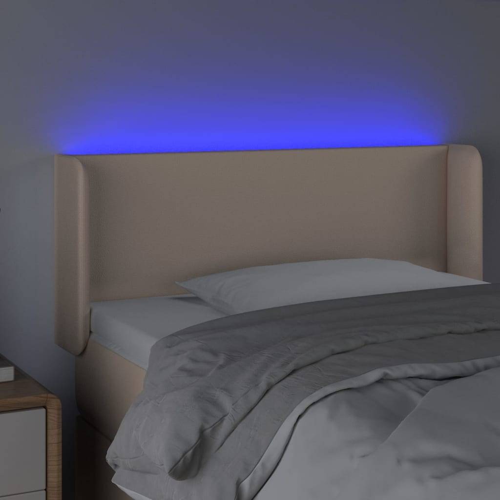 vidaXL LED Kopfteil Cappuccino-Braun 93x16x78/88 cm Kunstleder