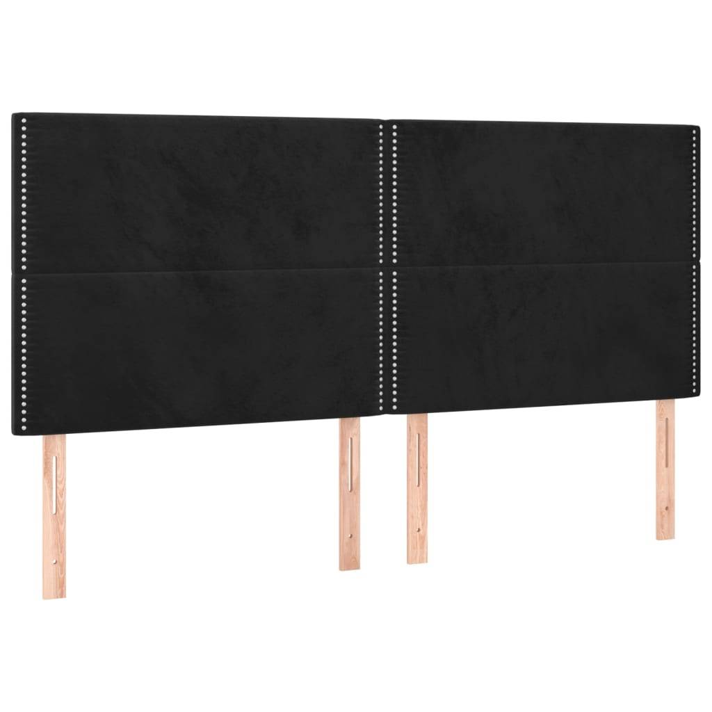 vidaXL Kopfteile 4 Stk. Schwarz 100x5x78/88 cm Samt