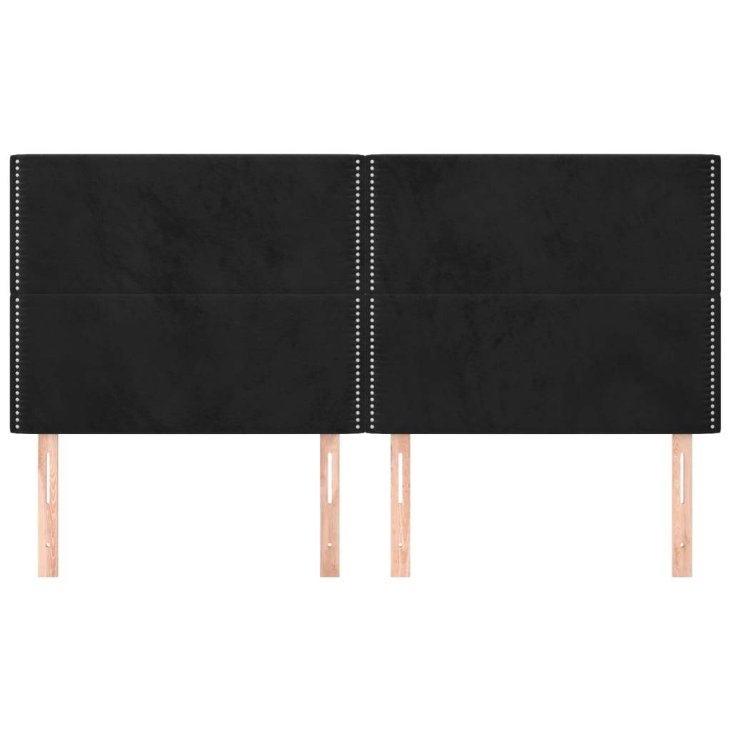 vidaXL Kopfteile 4 Stk. Schwarz 100x5x78/88 cm Samt