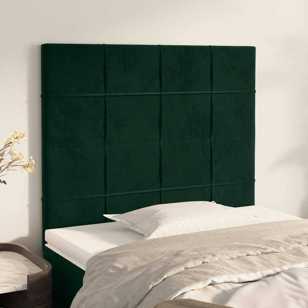 vidaXL Kopfteile 2 Stk. Dunkelgrün 90x5x78/88 cm Samt