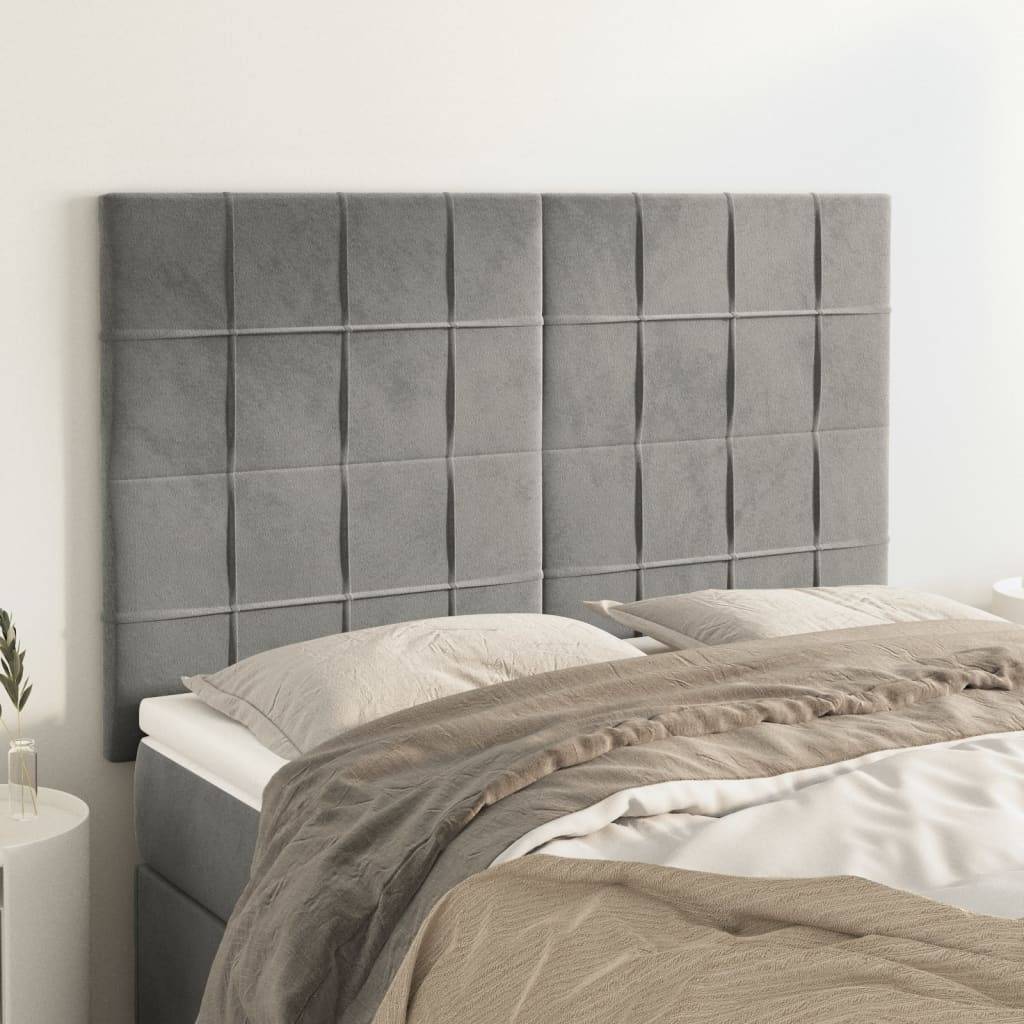 vidaXL Kopfteile 4 Stk. Hellgrau 72x5x78/88 cm Samt
